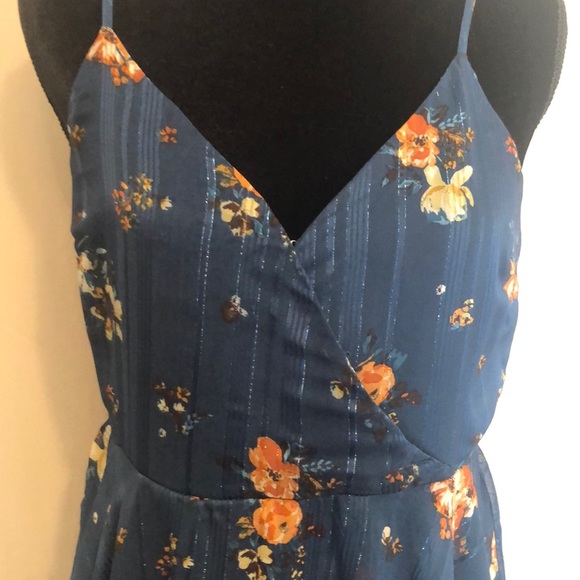 Exhilaration Blue Floral sleeveless dress size M - Picture 3 of 6